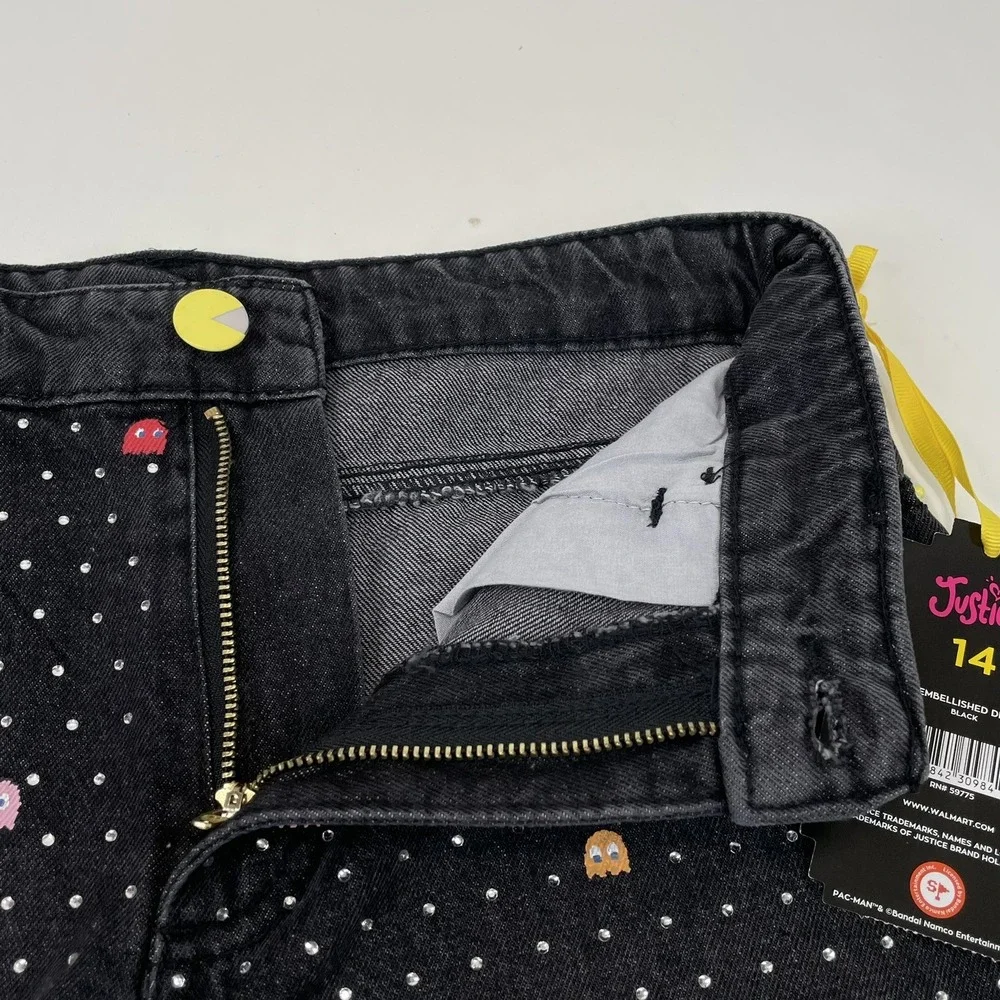 Pacman Justice Girls Denim Mini Mom Short Size 14‎ Black